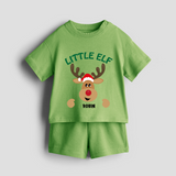 "Little Elf" - Christmas Themed Kids Co-ord Set With Customized name - KIWI GREEN - 0-5 months old  (Chest 18")