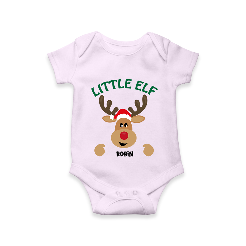 "Little Elf" - Christmas Themed Kids Romper With Customized name - LILAC - 0 - 3 Months Old (Chest 16")