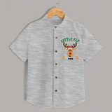 "Little Elf" - Christmas Themed Kids Shirt With Customized name - GREY MELANGE - 0 - 6 Months Old (Chest 23")