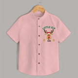 "Little Elf" - Christmas Themed Kids Shirt With Customized name - PEACH - 0 - 6 Months Old (Chest 23")