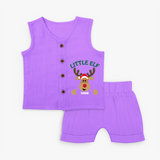 "Little Elf" - Christmas Themed Kids Jabla Set With Customized name - PURPLE - 0 - 3 Months Old (Chest 9.8")