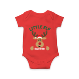 Little Elf – Personalized Baby Romper - RED - New Born (Chest 14")