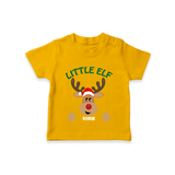 "Little Elf" - Christmas Themed Kids T-Shirt With Customized name - CHROME YELLOW - 0-5 Months Old (Chest 17")