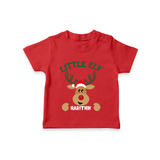 Little Elf – Personalized   T-Shirt - RED - 0-5 Months Old (Chest 17")