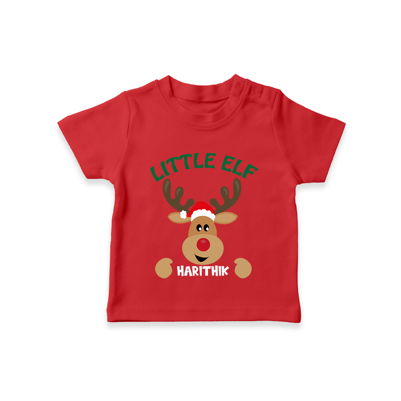 Little Elf – Personalized   T-Shirt - RED - 0-5 Months Old (Chest 17")