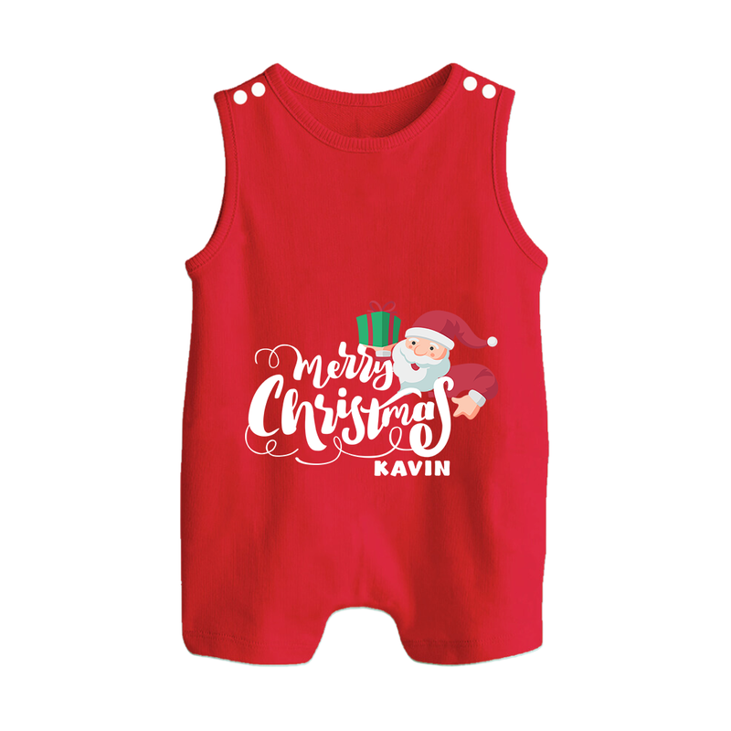 Merry Christmas – Santa Present Edition |Custom   Romper Suit - RED - 0 - 5 Months Old (Chest 18")