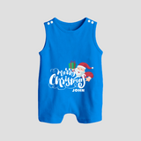 "Merry Christmas" - Christmas Themed Romper Suit With Customized name - ROYAL BLUE - 0 - 5 Months Old (Chest 18")