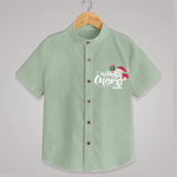 "Merry Christmas" - Christmas Themed Kids Shirt With Customized name - MINT GREEN - 0 - 6 Months Old (Chest 23")