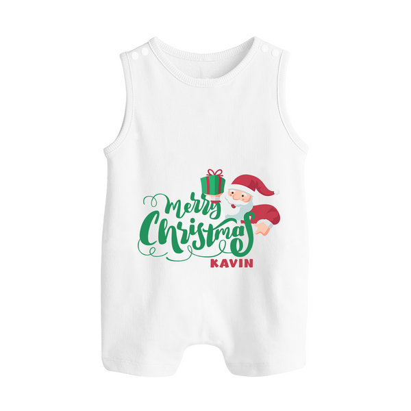 Merry Christmas – Santa Present Edition |Custom   Romper Suit - WHITE - 0 - 5 Months Old (Chest 18")