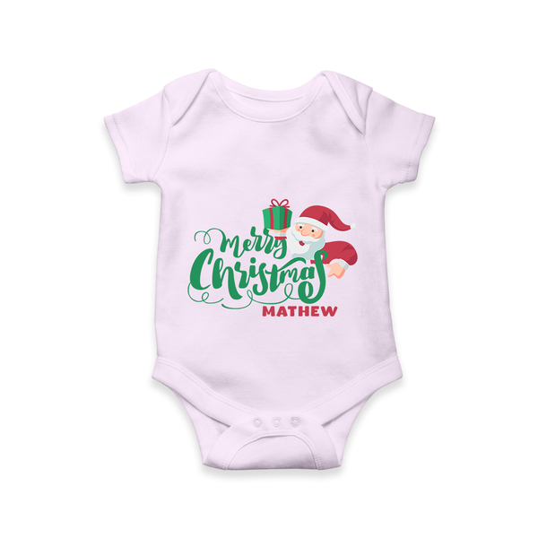 "Merry Christmas" - Christmas Themed Kids Romper With Customized name - LILAC - 0 - 3 Months Old (Chest 16")