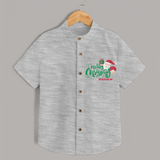 "Merry Christmas" - Christmas Themed Kids Shirt With Customized name - GREY MELANGE - 0 - 6 Months Old (Chest 23")