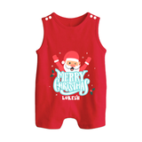 Merry Christmas |Custom   Romper Suit - RED - 0 - 5 Months Old (Chest 18")