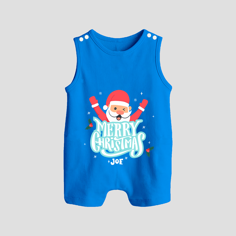 "Merry Christmas, Christmas Vibes" - Christmas Themed Romper Suit With Customized name - ROYAL BLUE - 0 - 5 Months Old (Chest 18")