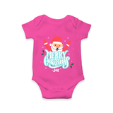 "Merry Christmas, Christmas Vibes" - Christmas Themed Kids Romper With Customized name - HOT PINK - 0 - 3 Months Old (Chest 16")