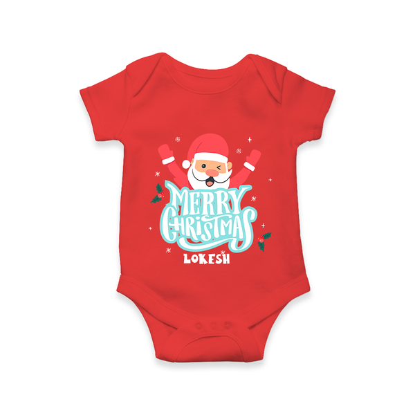 Merry Christmas |Custom Baby Romper - RED - New Born (Chest 14")
