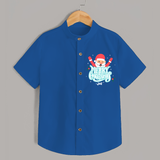 "Merry Christmas, Christmas Vibes" - Christmas Themed Kids Shirt With Customized name - COBALT BLUE - 0 - 6 Months Old (Chest 23")