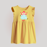 "Merry Christmas, Christmas Vibes" - Christmas Themed Baby Frock With Customized name - YELLOW - 0 - 3 Months Old (Chest 17")