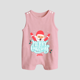 "Merry Christmas, Christmas Vibes" - Christmas Themed Romper Suit With Customized name - BABY PINK - 0 - 5 Months Old (Chest 18")