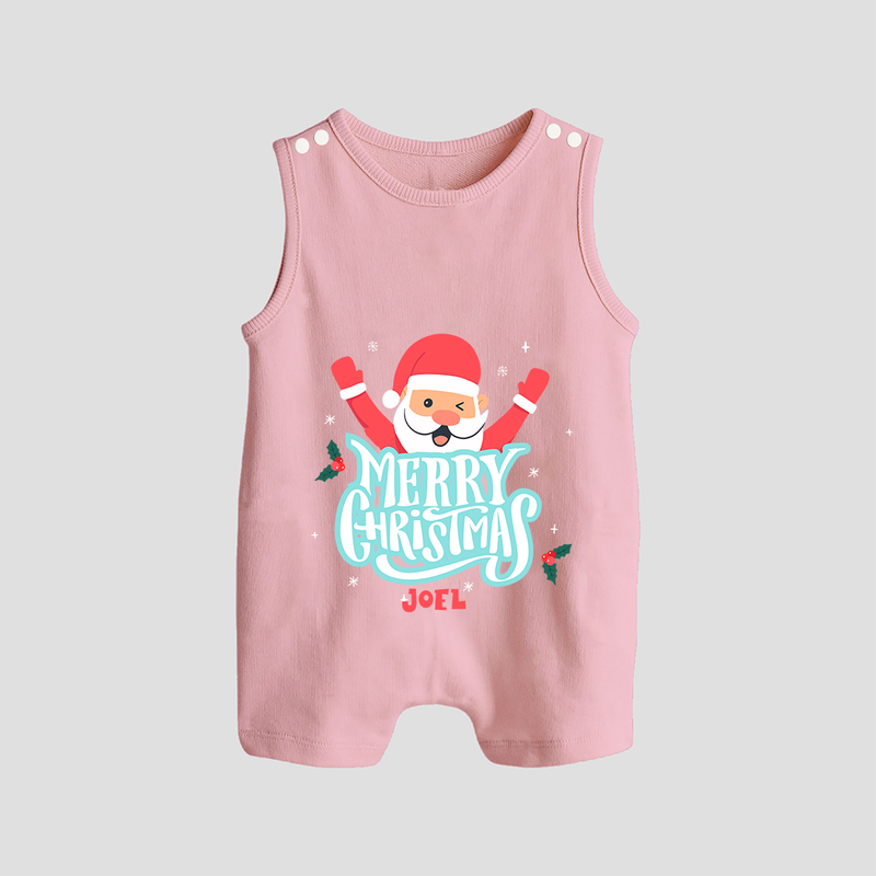 "Merry Christmas, Christmas Vibes" - Christmas Themed Romper Suit With Customized name - BABY PINK - 0 - 5 Months Old (Chest 18")