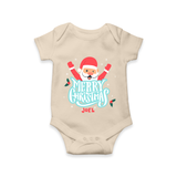 "Merry Christmas, Christmas Vibes" - Christmas Themed Kids Romper With Customized name - IVORY - 0 - 3 Months Old (Chest 16")