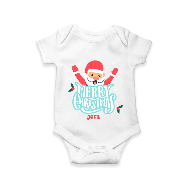 "Merry Christmas, Christmas Vibes" - Christmas Themed Kids Romper With Customized name - WHITE - 0 - 3 Months Old (Chest 16")