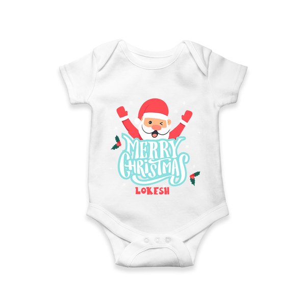 Merry Christmas |Custom Baby Romper - WHITE - New Born (Chest 14")