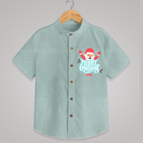 "Merry Christmas, Christmas Vibes" - Christmas Themed Kids Shirt With Customized name - ARCTIC BLUE - 0 - 6 Months Old (Chest 23")