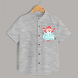 "Merry Christmas, Christmas Vibes" - Christmas Themed Kids Shirt With Customized name - GREY MELANGE - 0 - 6 Months Old (Chest 23")