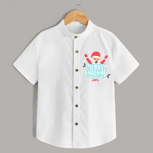 "Merry Christmas, Christmas Vibes" - Christmas Themed Kids Shirt With Customized name - WHITE - 0 - 6 Months Old (Chest 23")