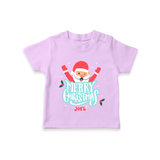 "Merry Christmas, Christmas Vibes" - Christmas Themed Kids T-Shirt With Customized name - LILAC - 0-5 Months Old (Chest 17")