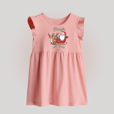 "Sleigh All Day " - Christmas Themed Baby Frock With Customized name - BABY PINK - 0 - 3 Months Old (Chest 17")