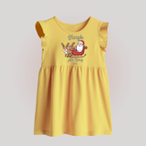 "Sleigh All Day " - Christmas Themed Baby Frock With Customized name - YELLOW - 0 - 3 Months Old (Chest 17")