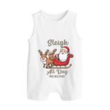 Sleigh All Day - Santa & Reindeer – Personalized   Romper Suit - WHITE - 0 - 5 Months Old (Chest 18")