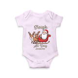 "Sleigh All Day " - Christmas Themed Kids Romper With Customized name - LILAC - 0 - 3 Months Old (Chest 16")