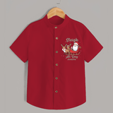 "Sleigh All Day " - Christmas Themed Kids Shirt With Customized name - RED - 0 - 6 Months Old (Chest 23")