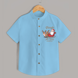 "Sleigh All Day " - Christmas Themed Kids Shirt With Customized name - SKY BLUE - 0 - 6 Months Old (Chest 23")