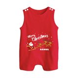 Merry Christmas Santa Sleigh Ride – Personalized   Romper Suit - RED - 0 - 5 Months Old (Chest 18")