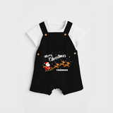 "Christmas Celebration" - Christmas Themed Kids Dungaree Set With Customized name - BLACK - 0 - 5 Months Old (Chest 18")