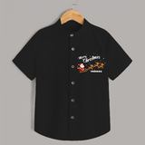 "Christmas Celebration" - Christmas Themed Kids Shirt With Customized name - BLACK - 0 - 6 Months Old (Chest 23")