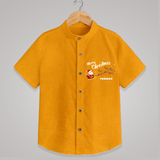 "Christmas Celebration" - Christmas Themed Kids Shirt With Customized name - CHROME YELLOW - 0 - 6 Months Old (Chest 23")