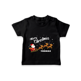 "Christmas Celebration" - Christmas Themed Kids T-Shirt With Customized name - BLACK - 0-5 Months Old (Chest 17")