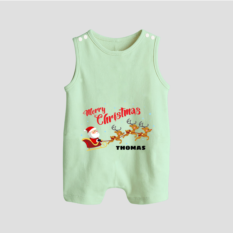 "Christmas Celebration" - Christmas Themed Romper Suit With Customized name - MINT GREEN - 0 - 5 Months Old (Chest 18")