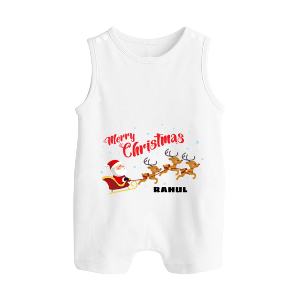Merry Christmas Santa Sleigh Ride – Personalized   Romper Suit - WHITE - 0 - 5 Months Old (Chest 18")