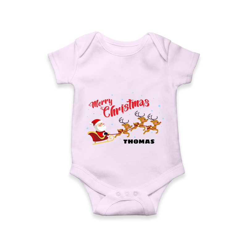 "Christmas Celebration" - Christmas Themed Kids Romper With Customized name - LILAC - 0 - 3 Months Old (Chest 16")