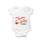 "Christmas Celebration" - Christmas Themed Kids Romper With Customized name - WHITE - 0 - 3 Months Old (Chest 16")