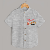 "Christmas Celebration" - Christmas Themed Kids Shirt With Customized name - GREY MELANGE - 0 - 6 Months Old (Chest 23")