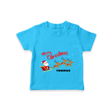 "Christmas Celebration" - Christmas Themed Kids T-Shirt With Customized name - SKY BLUE - 0-5 Months Old (Chest 17")