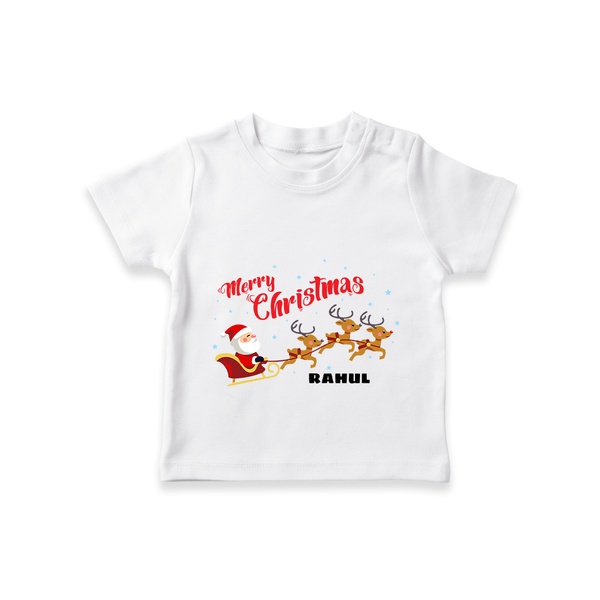 Merry Christmas Santa Sleigh Ride – Personalized   T-Shirt - WHITE - 0-5 Months Old (Chest 17")