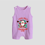 " I Wish You A Merry Christmas " - Christmas Themed Romper Suit With Customized name - LILAC - 0 - 5 Months Old (Chest 18")