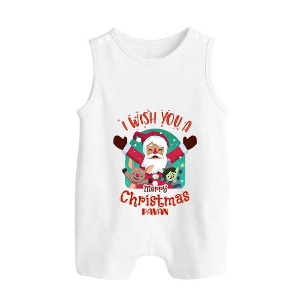 I Wish You a Merry Christmas Santa Party – Personalized   Romper Suit - WHITE - 0 - 5 Months Old (Chest 18")